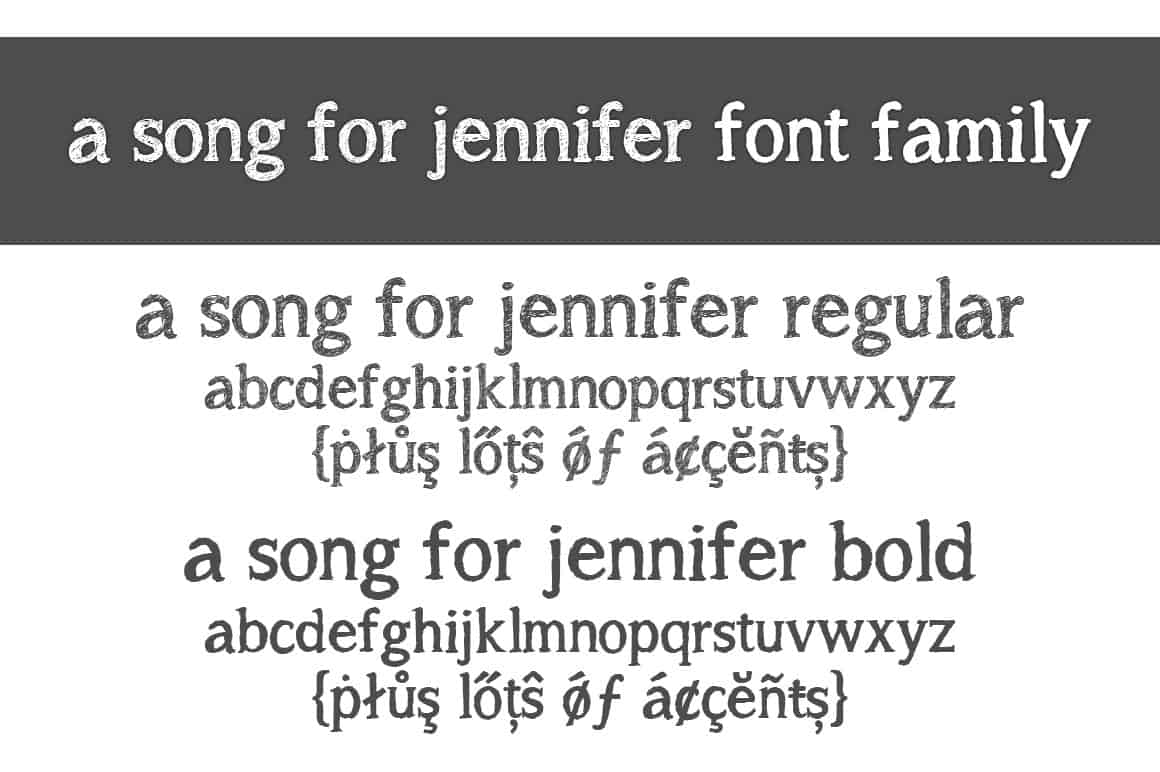 A Song For Jennifer Font Family Letters