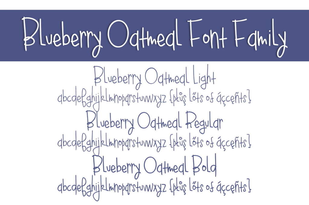 Blueberry Oatmeal Font Family Letters