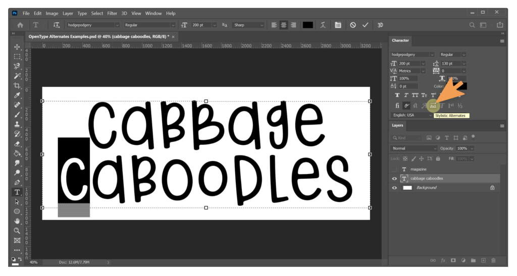 Cabbage Caboodles Stylistic Alternates