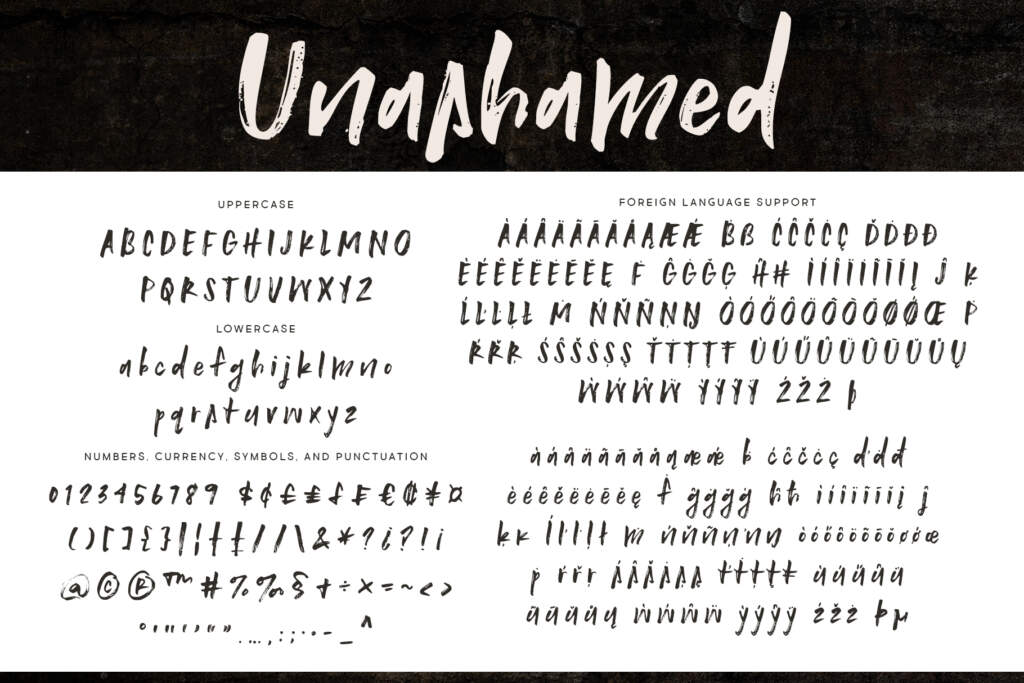 Unashamed font Regular Letters