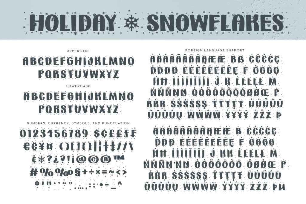 Holiday Snowflakes Font Letters