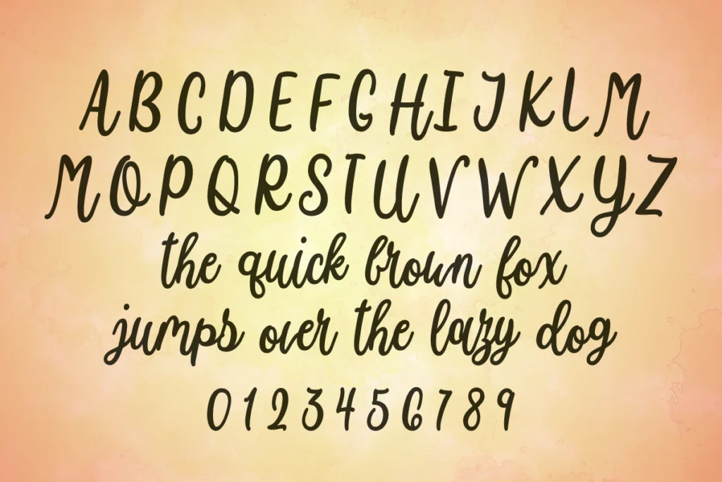Kiwi Raspberry Font Sample letters