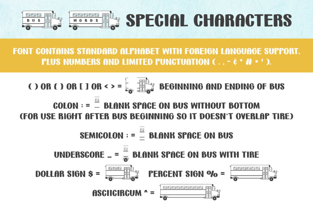 Bus Words Font Specials