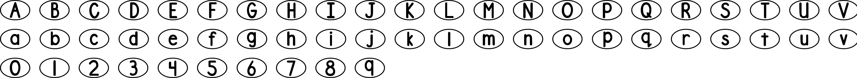 DJB Standardized Test Oval Character Map