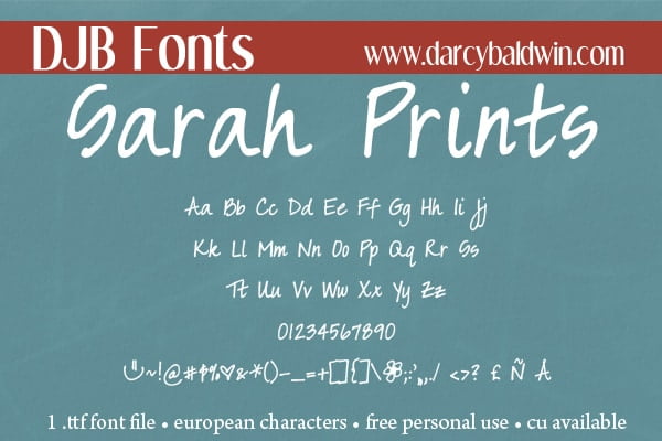 Djbfonts Sarahprints3