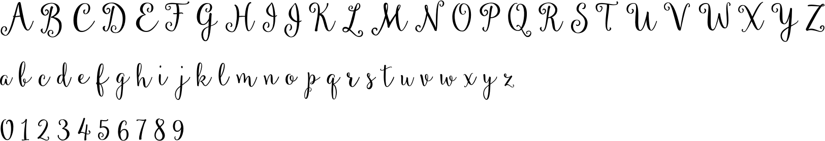 Margherite Script Character Map