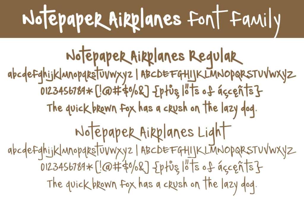 Notepaper Airplanes Font Family Letters