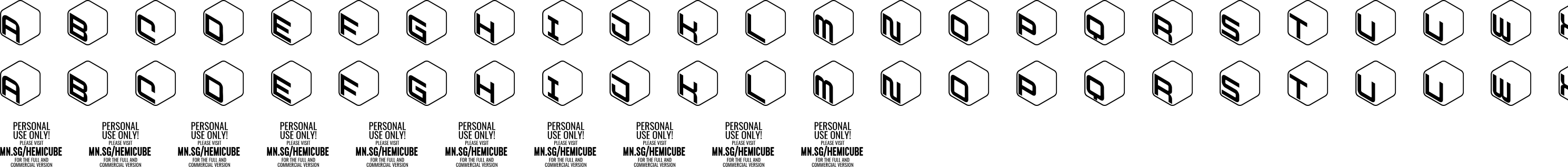 Hemicube Character Map