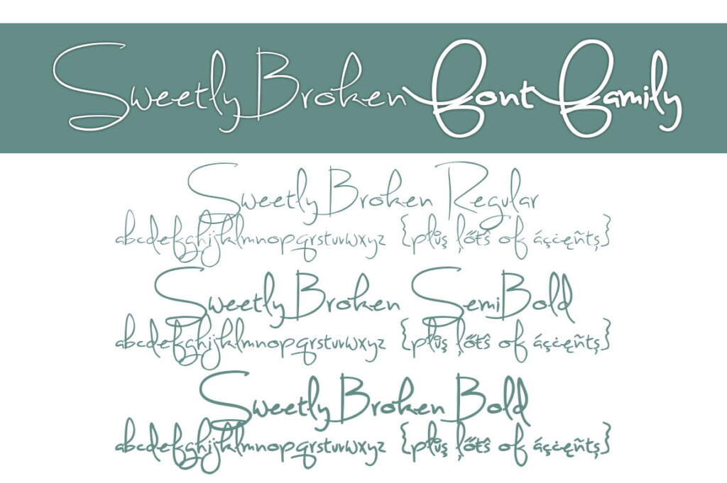 Sweetly Broken Font Family Letters