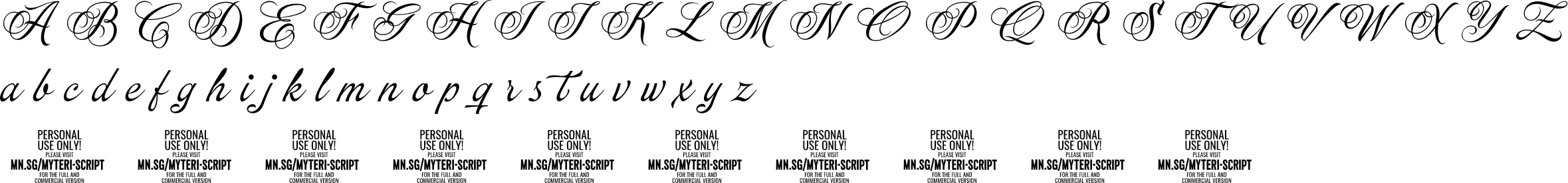 Myteriscript Personal Use Only Character Map Image