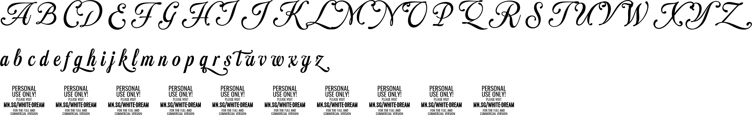 White Dream Font Character Map