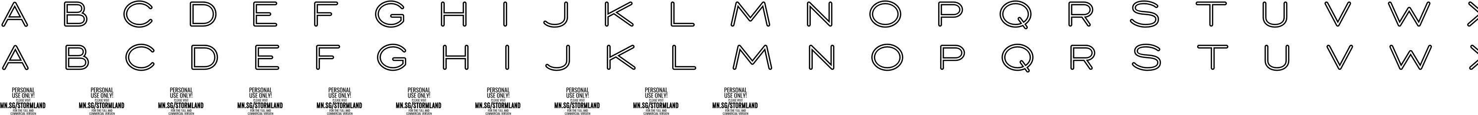 Stormline Font Character Map