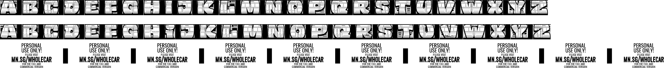Wholecar Character Map