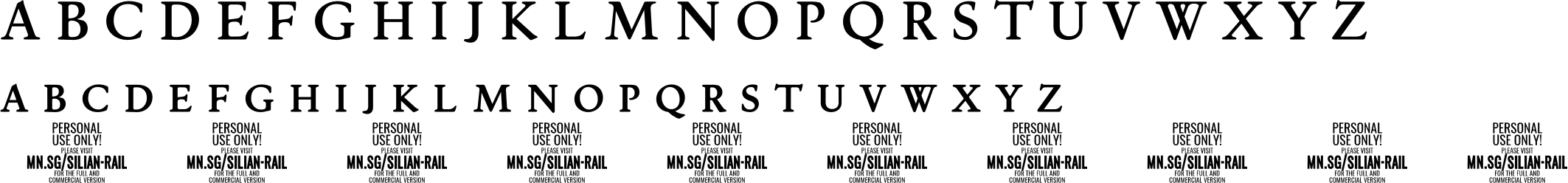 Silian Rail Font Character Map