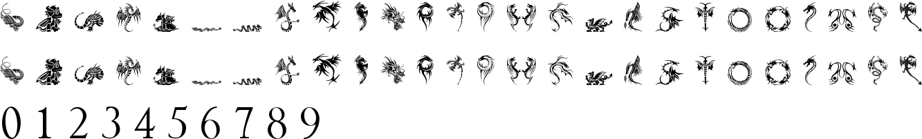Tribal Dragons Tattoo Designs Character Map