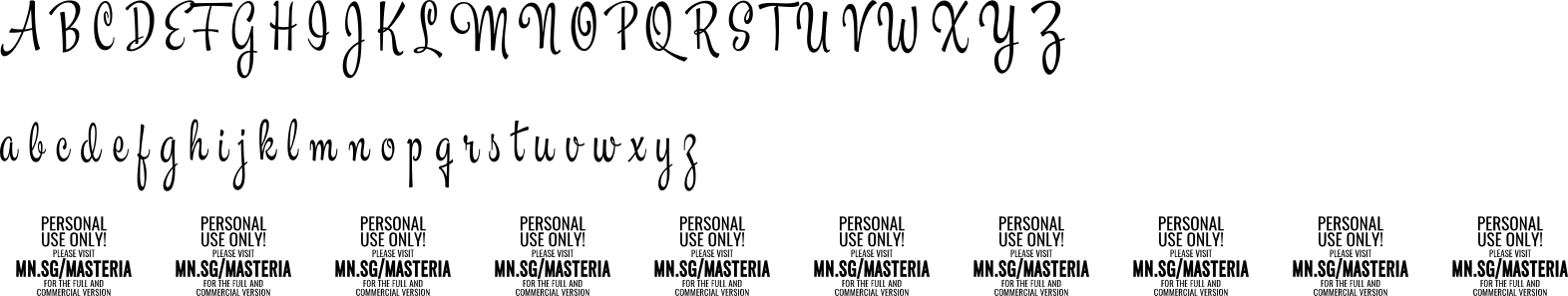 Masteria Script Character Map