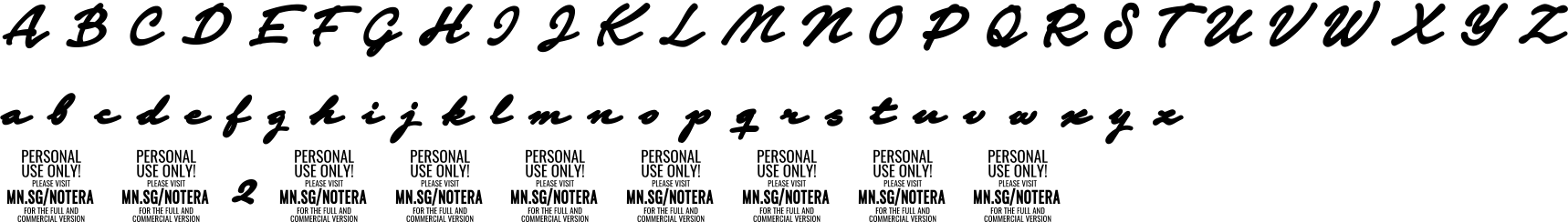 Notera 2 Font Character Map