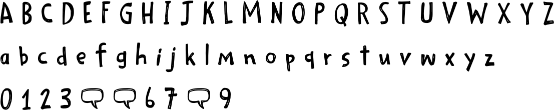 Scribble Note Font Character Map