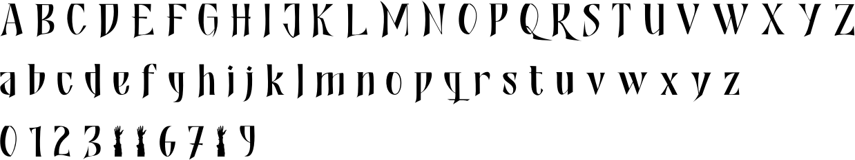 Shadowfield Font Character Map