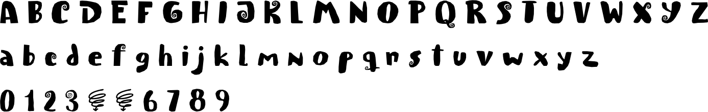 Spiraling Down Font Character Map