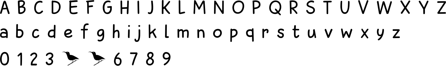 Sunbird Font Character Map