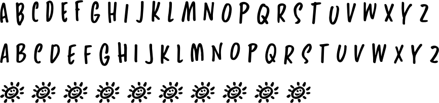 Sunny Weather Font Character Map