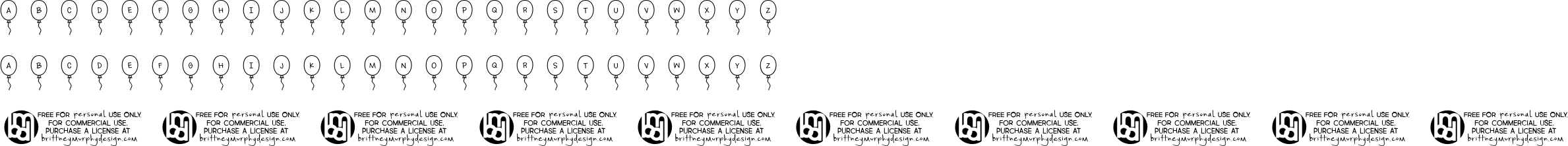 Festive Balloons Font Character Map
