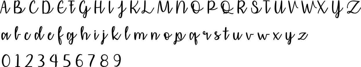 Affectionately Yours Font Character Map