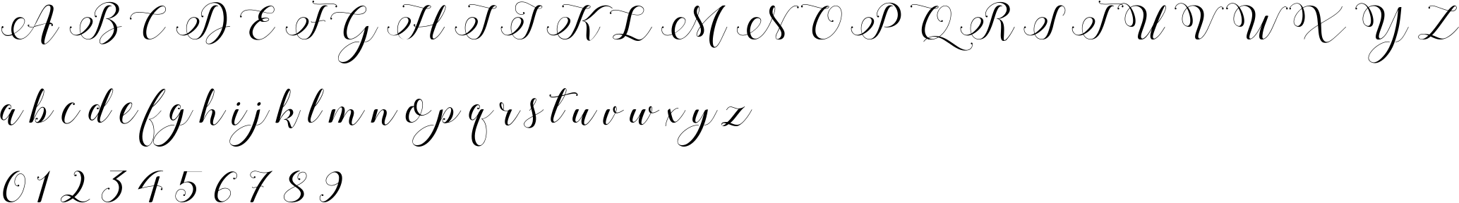 Stylish Calligraphy Character Map