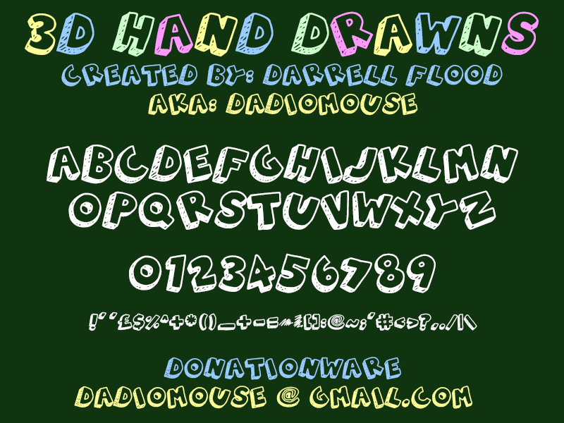 3d Hand Drawns Font