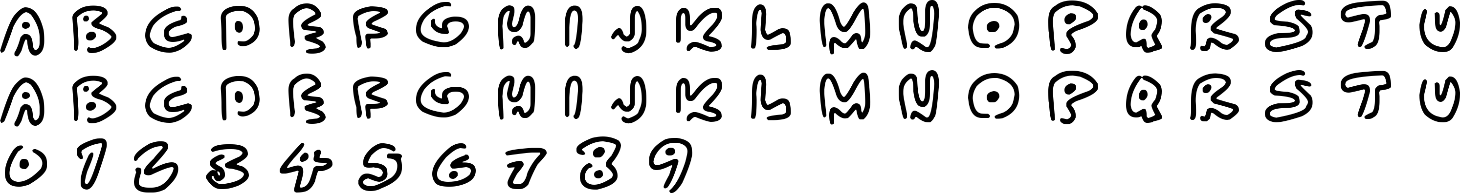 Almost Outlines Font Character Map