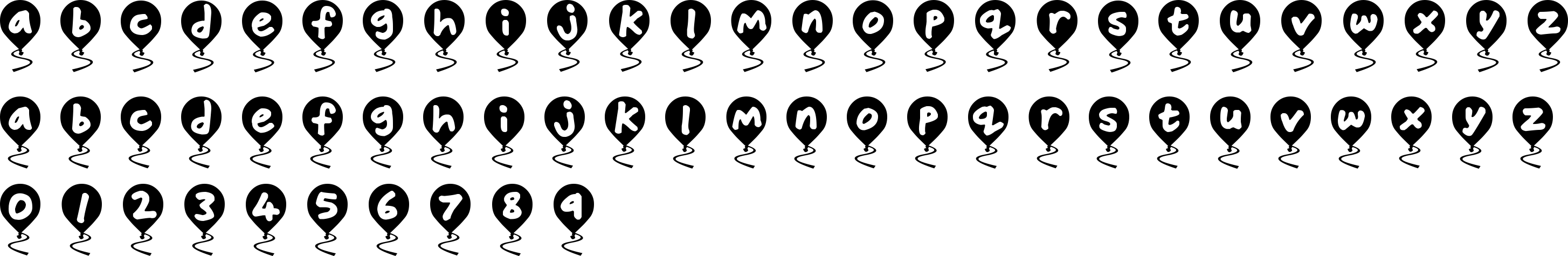 Balloon Floats Font Character Map