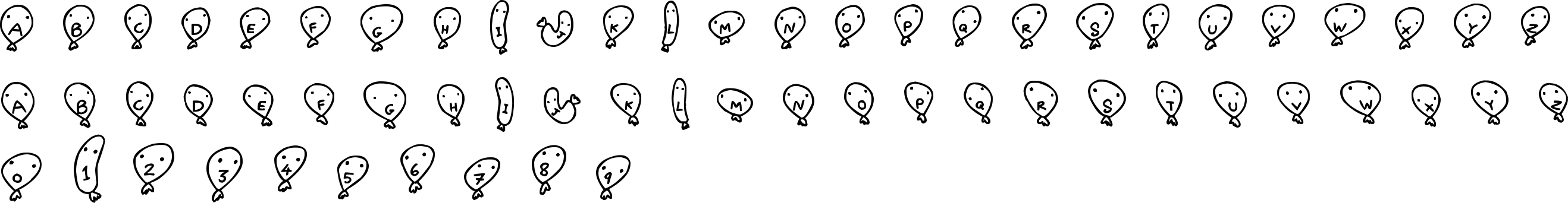 Balloon Friends Font Character Map