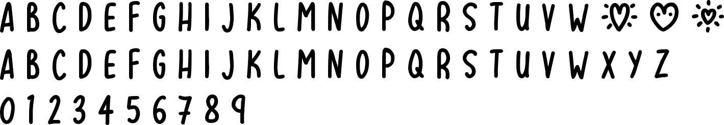 Lovehearts Font Character Map