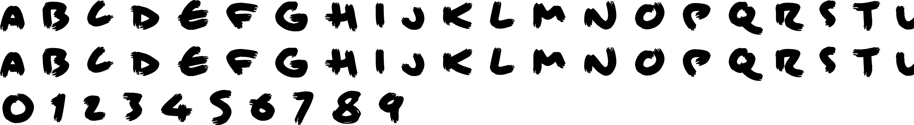 Brisk Bristle Brush Font Character Map