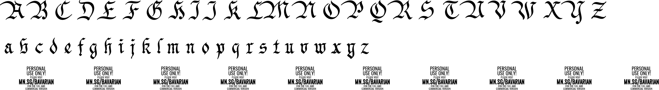 Bavarian Crown Font Character Map