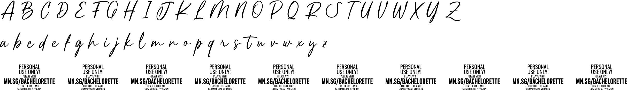 Bachelorette Font Character Map