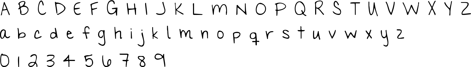 My Hands are Holding You Font Character Map