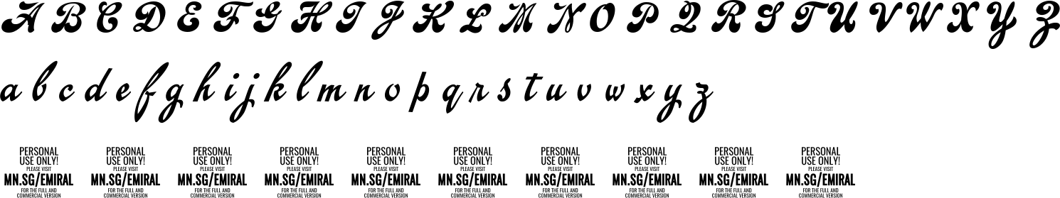 Emiralscript Personal Use Character Map Image