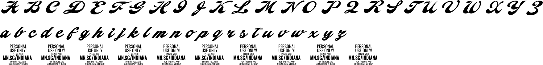 Indiana Script Character Map