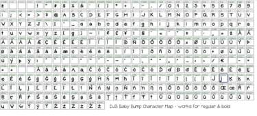 Djbfonts Baby Bump Character Map